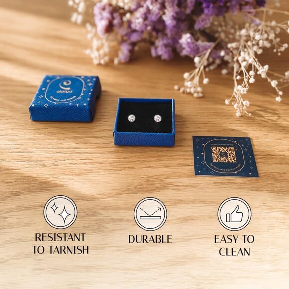 Medical Grade Plastic Earrings for Sensitive Ears, Hypoallergenic, Cubic Zirconi - Picture 7 of 9